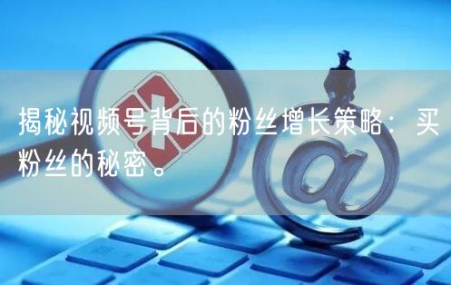 揭秘视频号背后的粉丝增长策略：买粉丝的秘密。