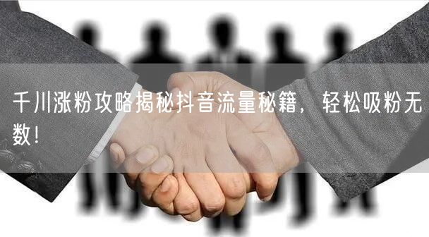 千川涨粉攻略揭秘抖音流量秘籍，轻松吸粉无数！
